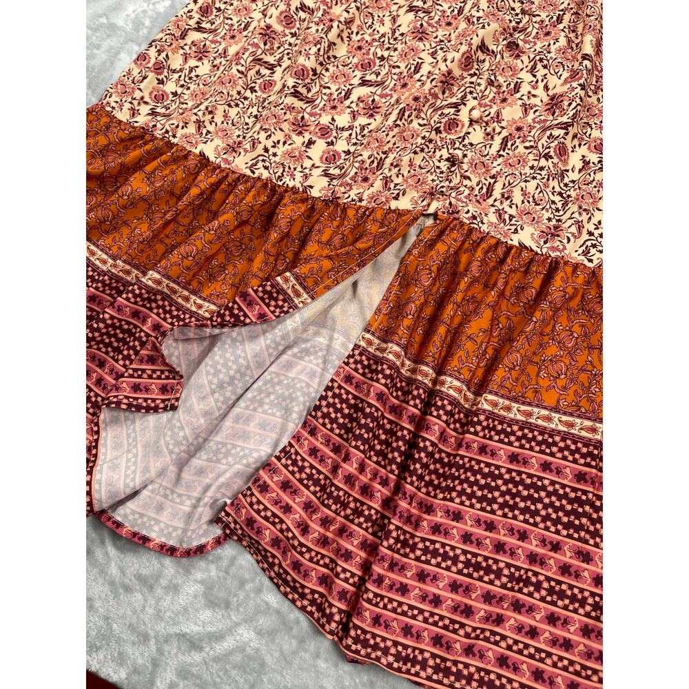Floral Maxi Dress with Orange and Pink Accents - Picture 6 of 15